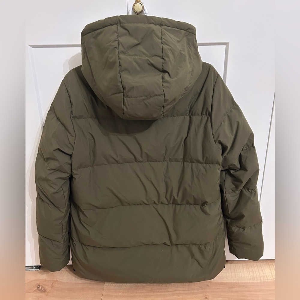Sanctuary Puffer-Up Down Jacket - Olive Green Hooded Coat - Size M